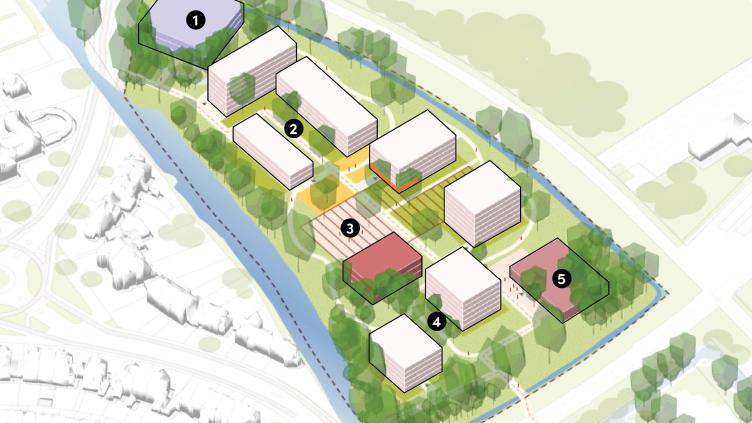 Tekening van variant 3 van de nieuwbouw aan de Korte Verspronckweg