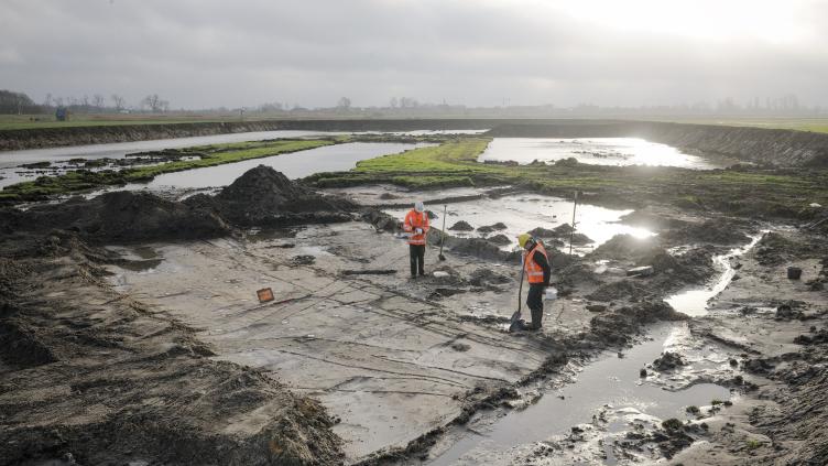 Werkzaamheden in de Hekslootpolder vanuit de lucht