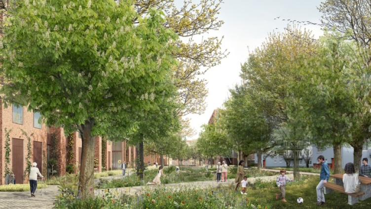 Een tekening die laat zien hoe de Beatrixdreef wordt