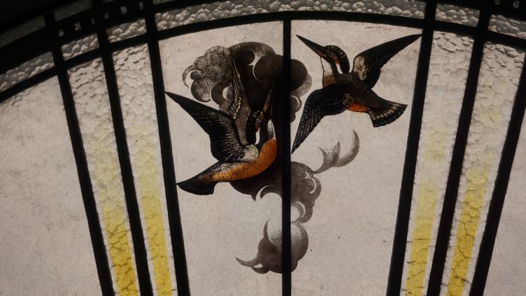 Detail van glas-in-loodraam