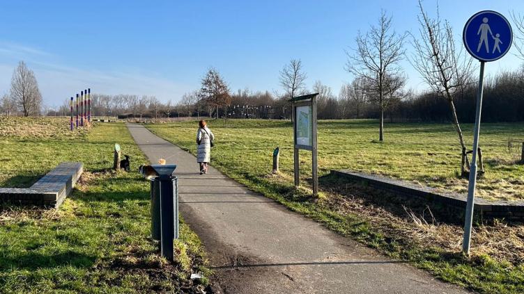 De plek in het Reinaldapark waar het tijdelijke winkelcentrum komt