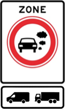 Het nieuwe verkeersbord dat bij de grenzen van de nul-emissiezone staat