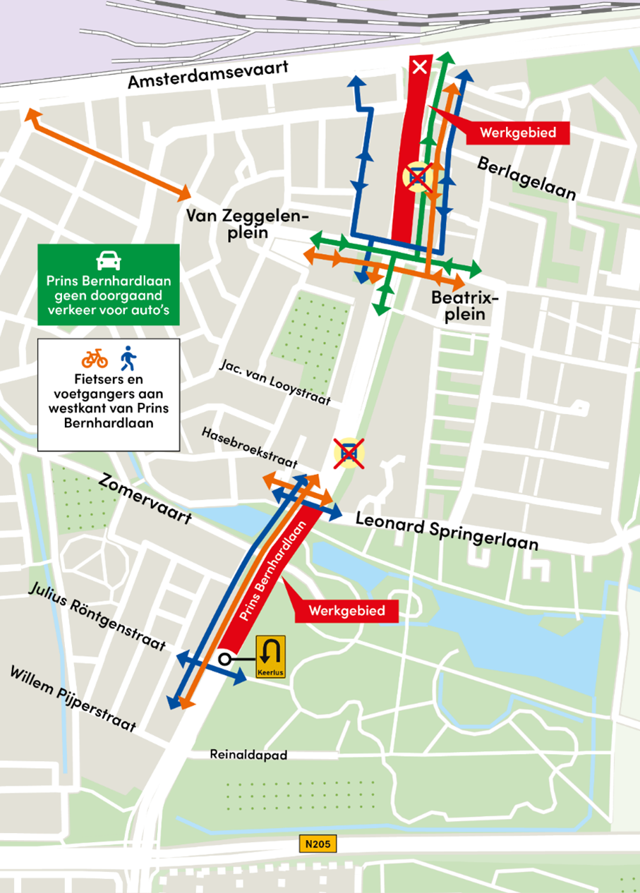 Plattegrond met routes