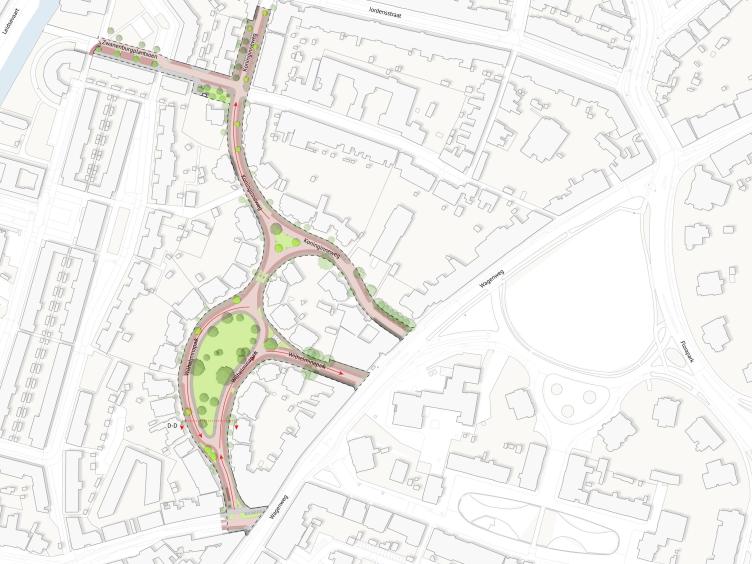 Schematische tekening groot onderhoud Koninginneweg en omgeving