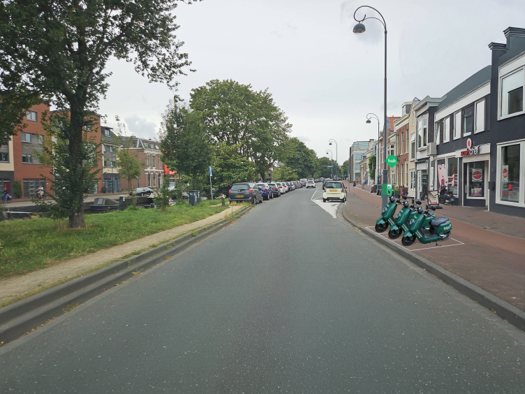 Impressie van de parkeerhub voor deelscooters.