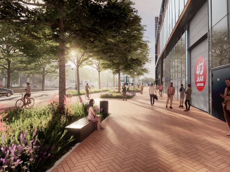 Artist impression van het gebied voor het Patronaat, bij de Raaksbruggen.