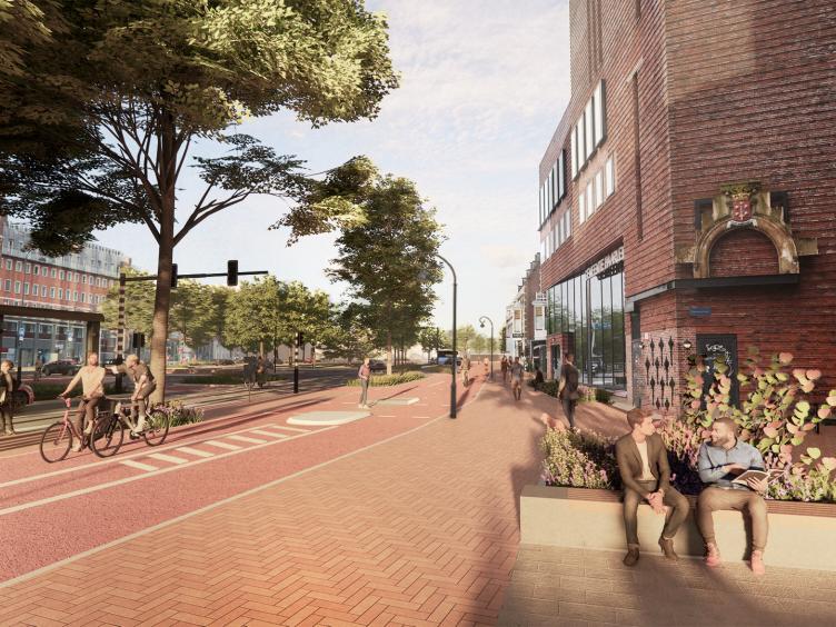 Artist impression van de Zijlvest, bij de Publiekshal.