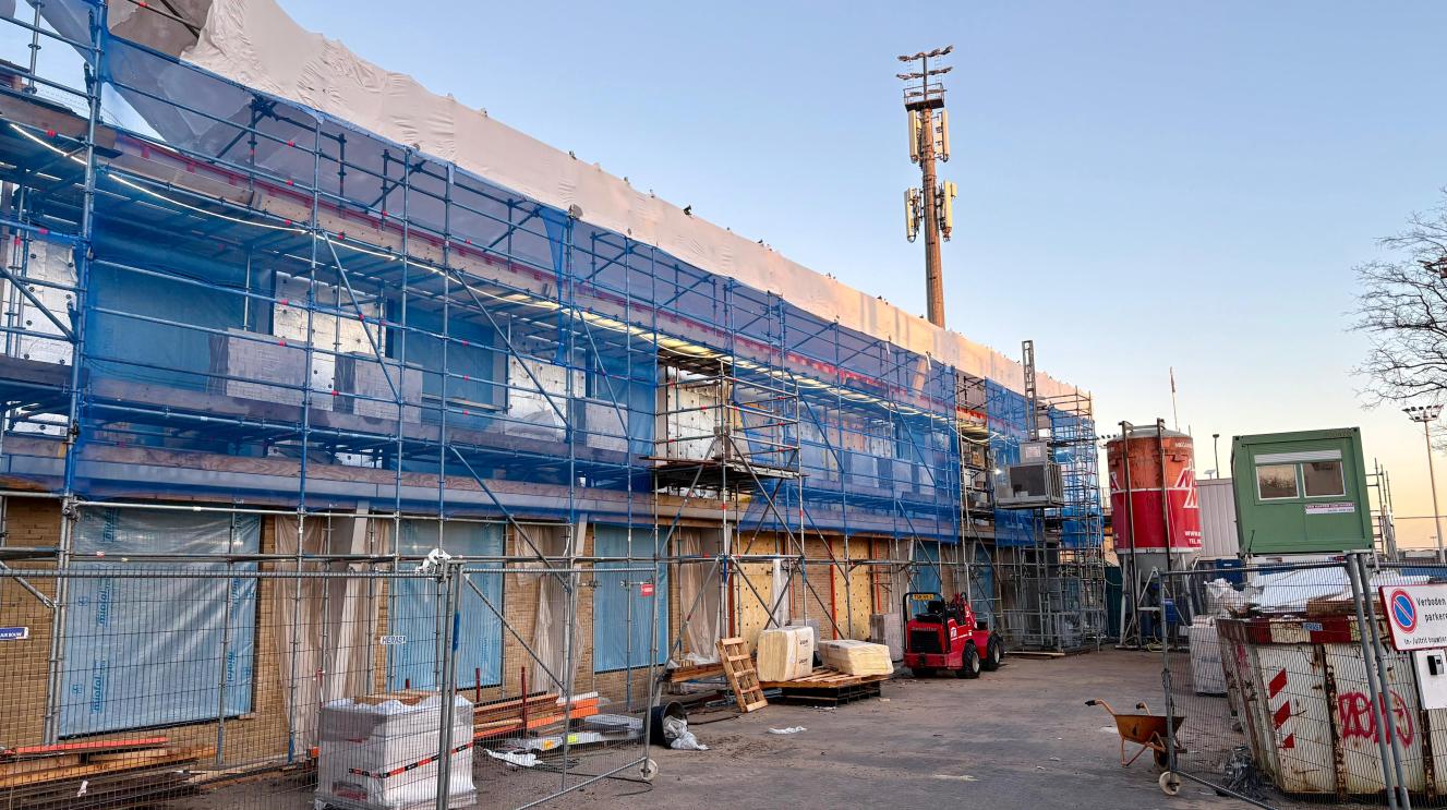 Bouwplaats van de nieuwe turnhal.
