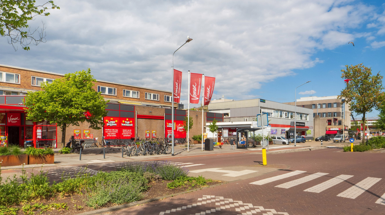 Het bestaande buurtwinkelcentrum aan de Belgiëlaan