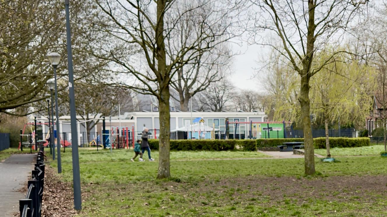 De tijdelijke plek voor basisschool de Talenten aan de Godfried van Bouillonstraat