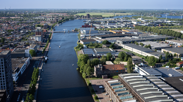Haarlem Noord, Waarderpolder en Spaarne vanuit de lucht gezien