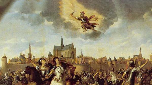 Heilige Sint Bavo redt de stad