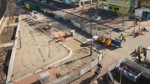 Een beeld uit de timelaps van de herinrichting van het Houtplein.