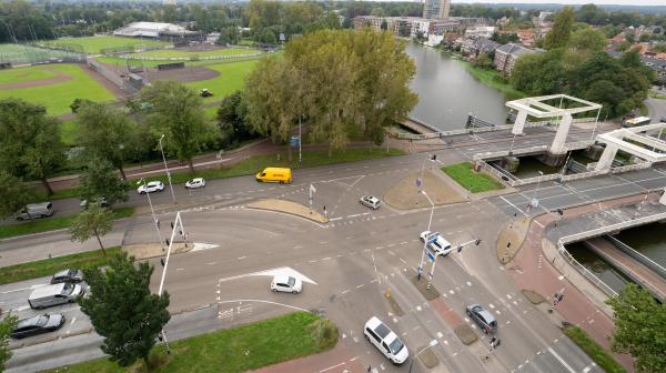 Kop van de Schipholweg van bovenaf